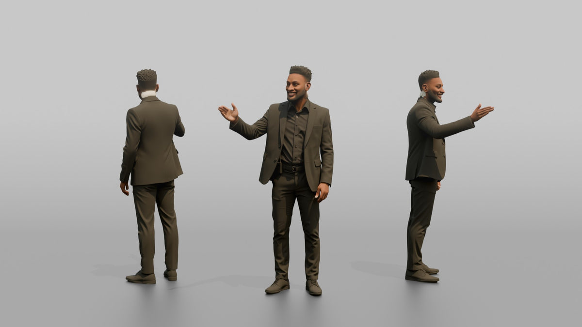 Door Staff Man Gesturing Toward A VIP Area - 3D character model, view 1