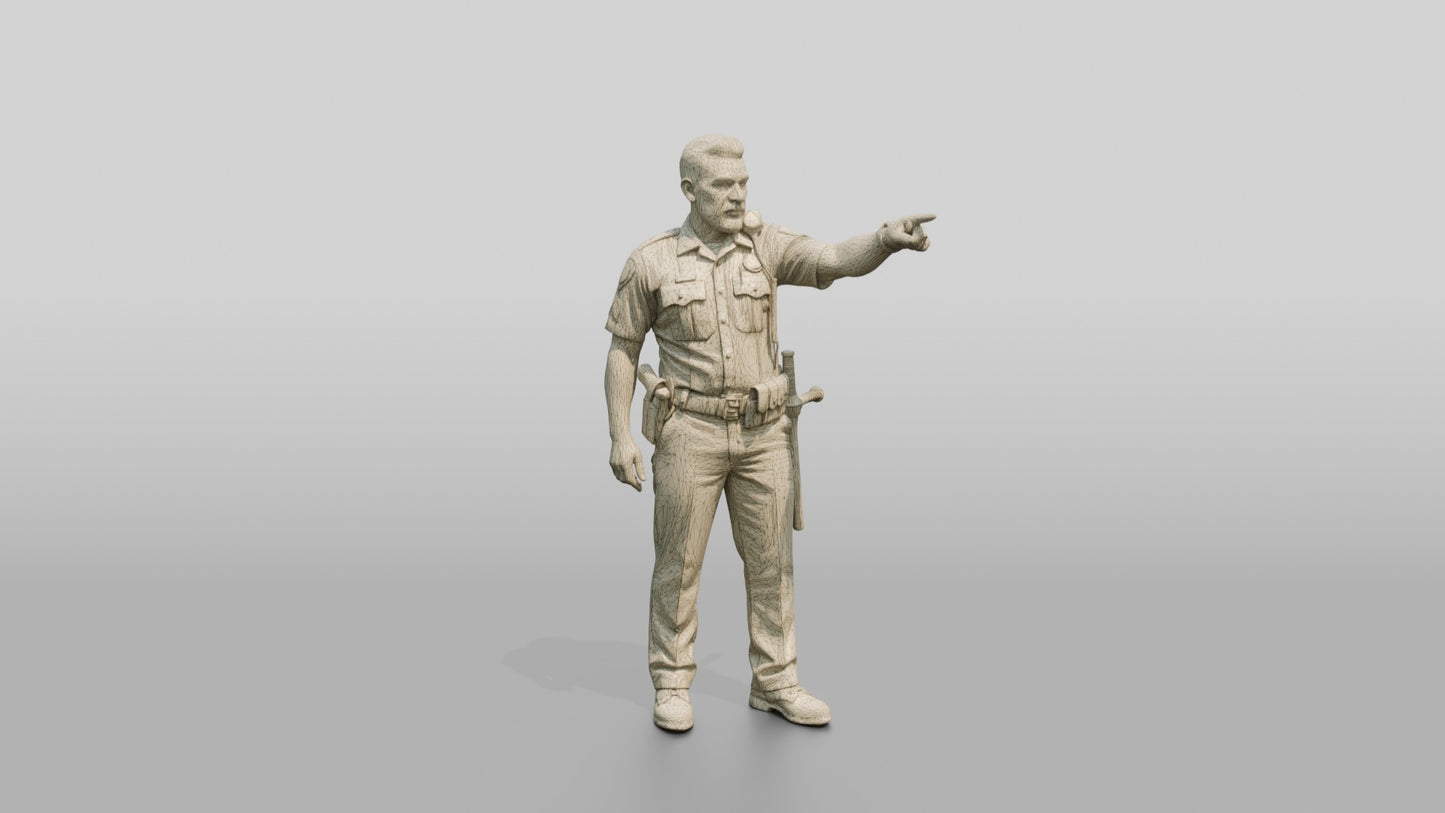 Police Officer Pointing Toward the Distance
