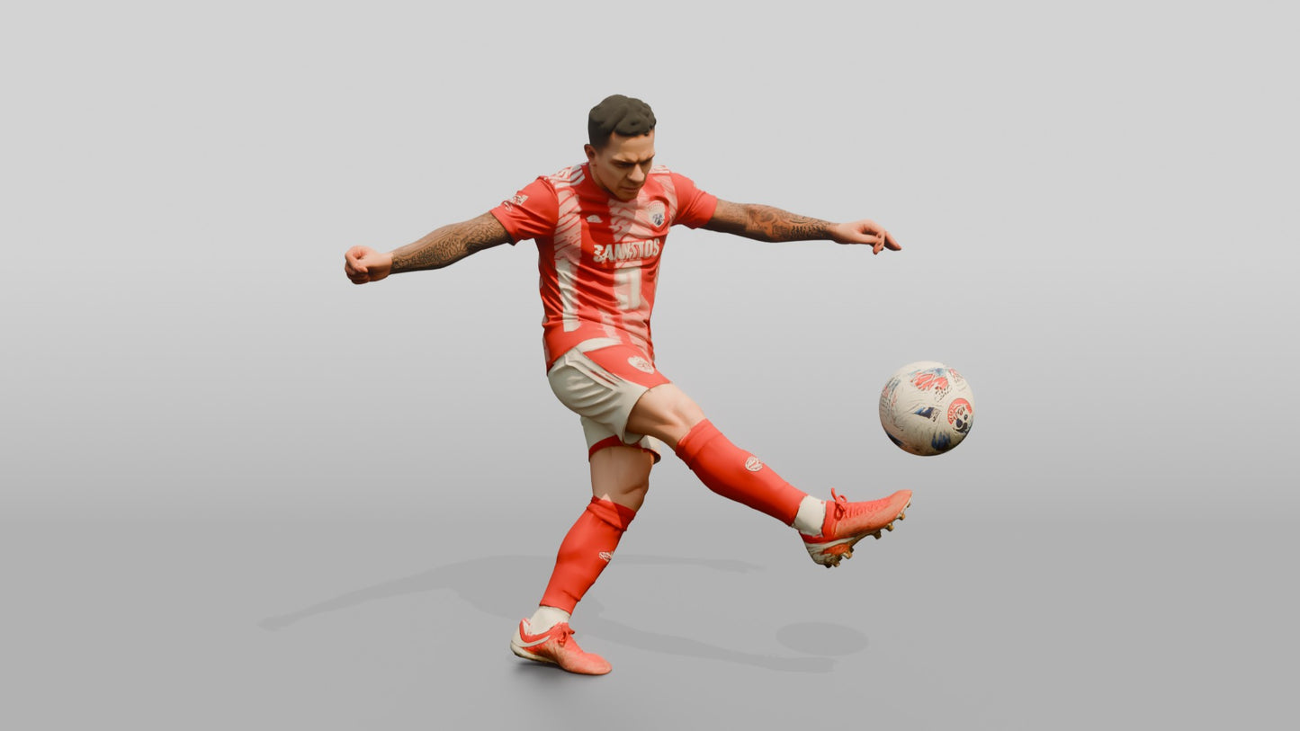 Soccer Player Bending a Free Kick