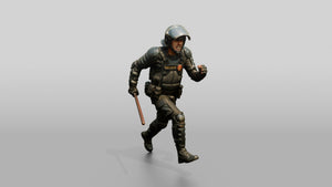 Riot Police Officers Marching with Batons - 3D character model, view 1
