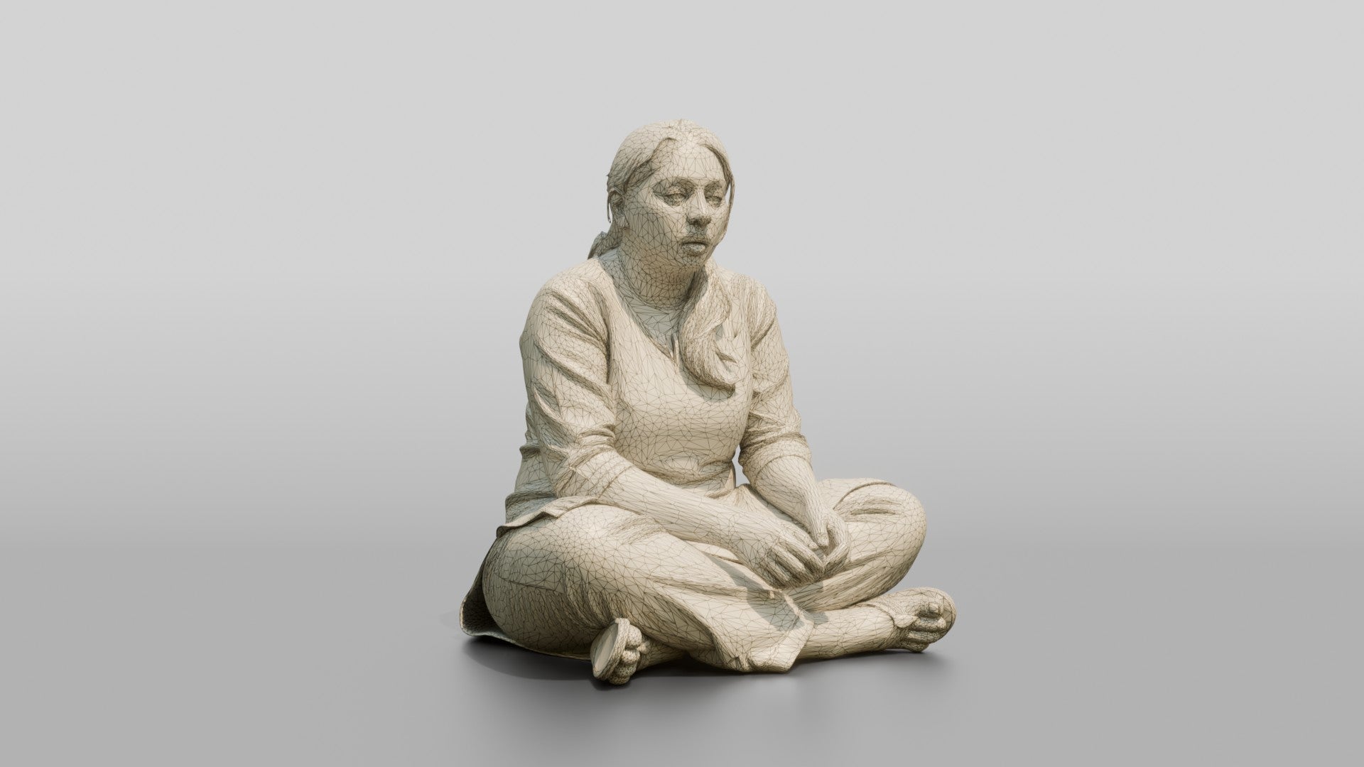 Homeless Woman Looking Dazed While Sitting Low to the Ground