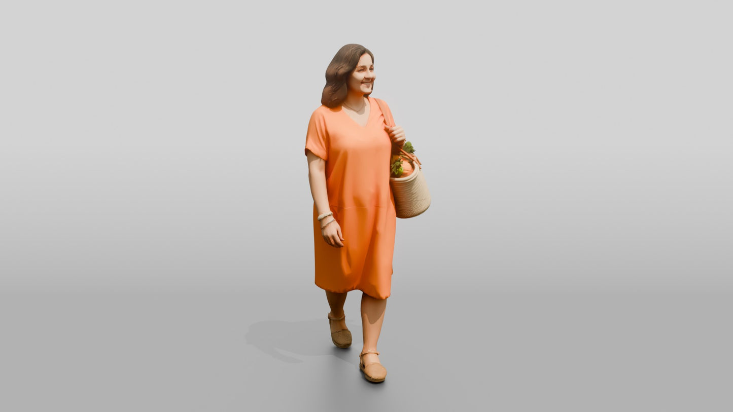Middle-Aged Curvy Spanish Woman Carrying a Tote Bag