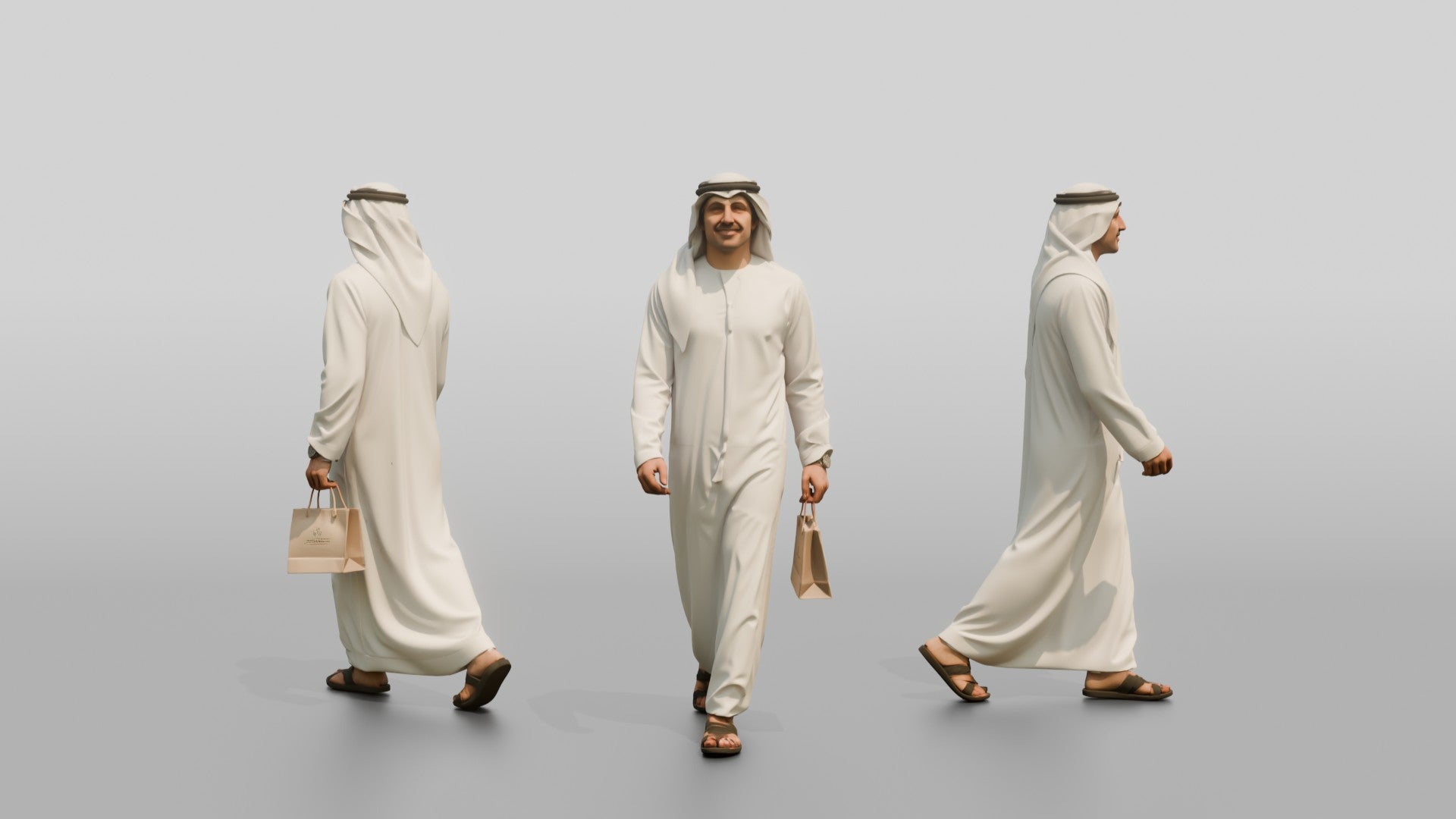 Young Emirati Man in White Kandura Shopping