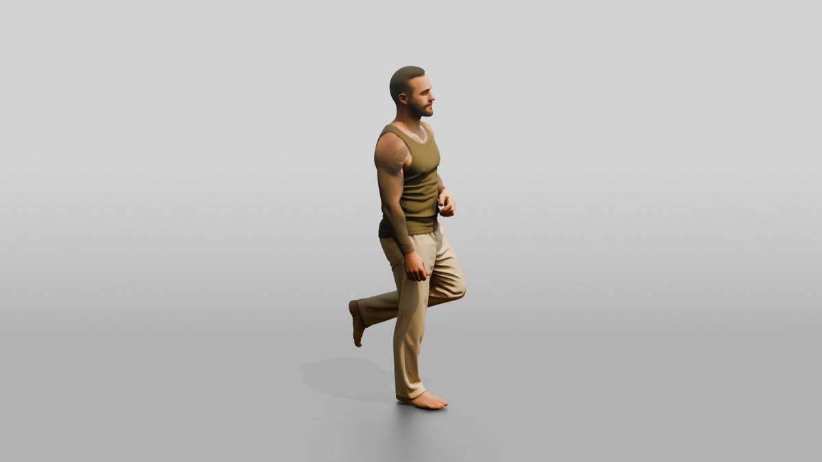 Tattooed Man Standing Casually - 3D character model, view 2