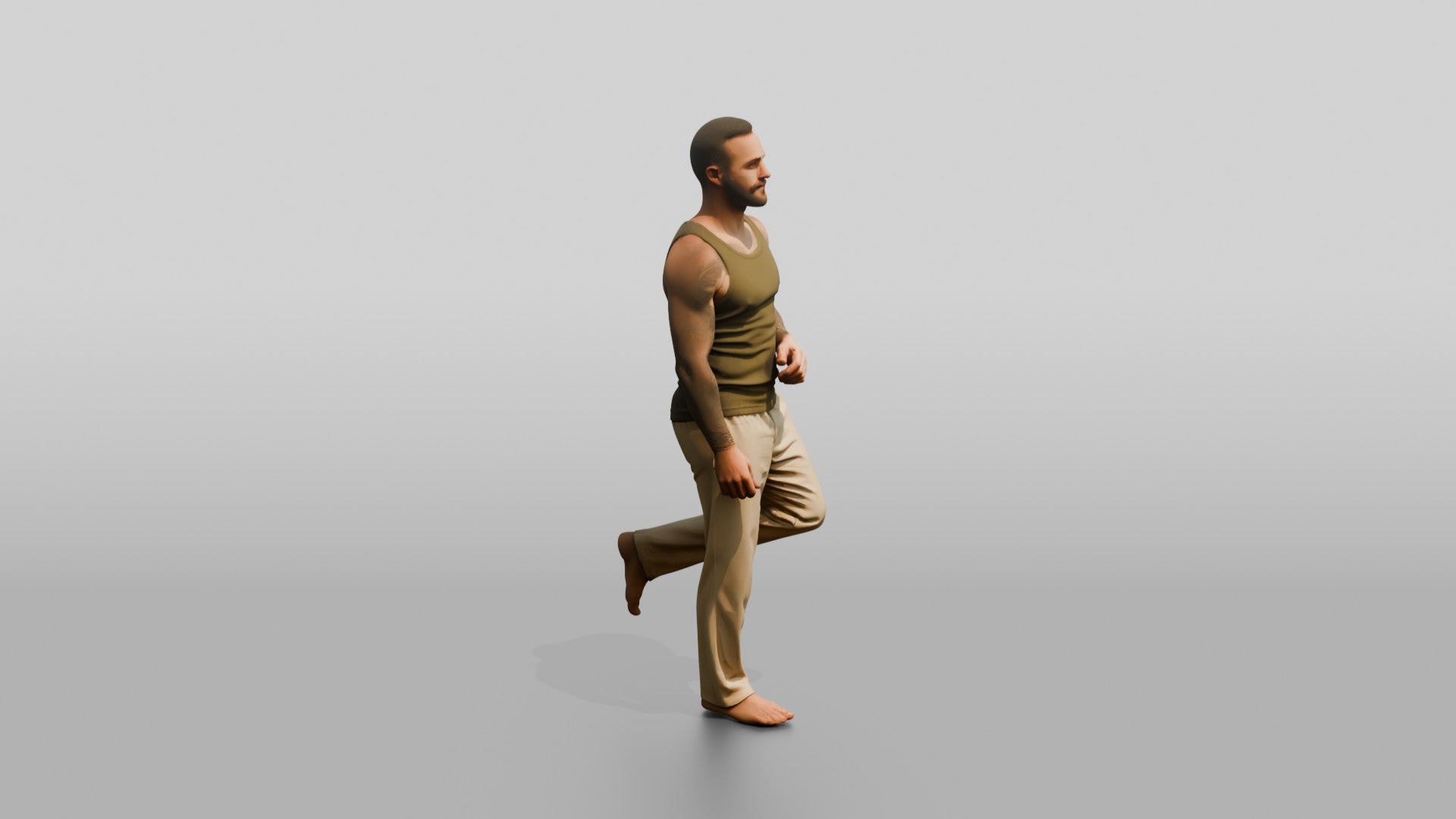 Tattooed Man Standing Casually