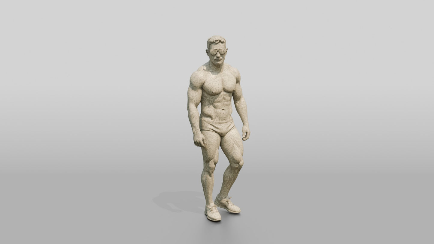 Mestizo Man Running in Sunburst Swim Brief