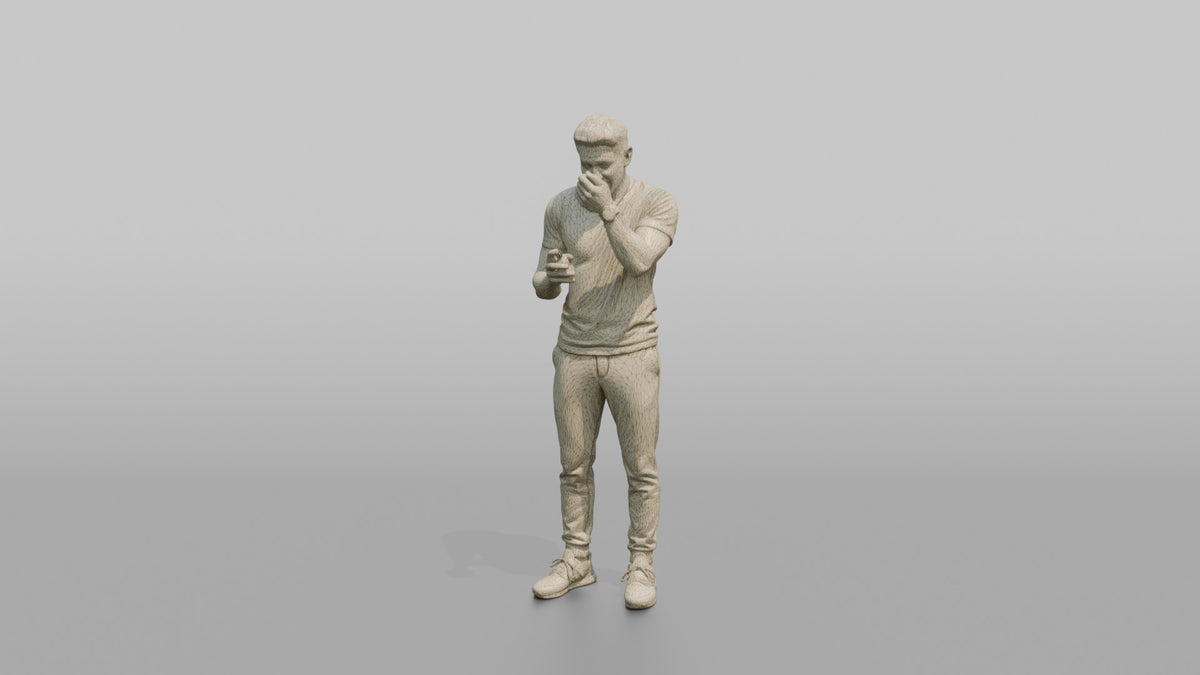 Man Customer Testing A Cologne Sample On His Wrist - wireframe topology preview