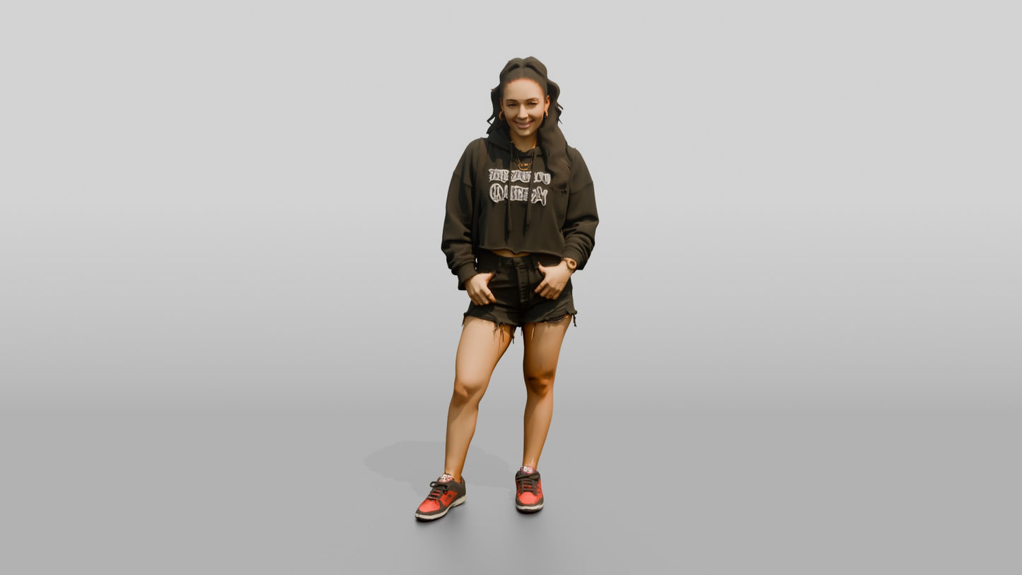Latina Woman in Cropped Urban Hoodie