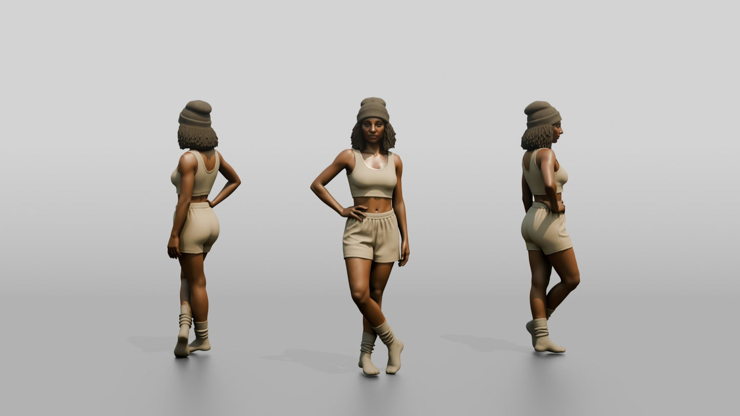 Woman in Beanie Posing with Hands on Hips