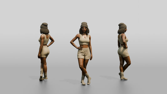 Woman in Beanie Posing with Hands on Hips