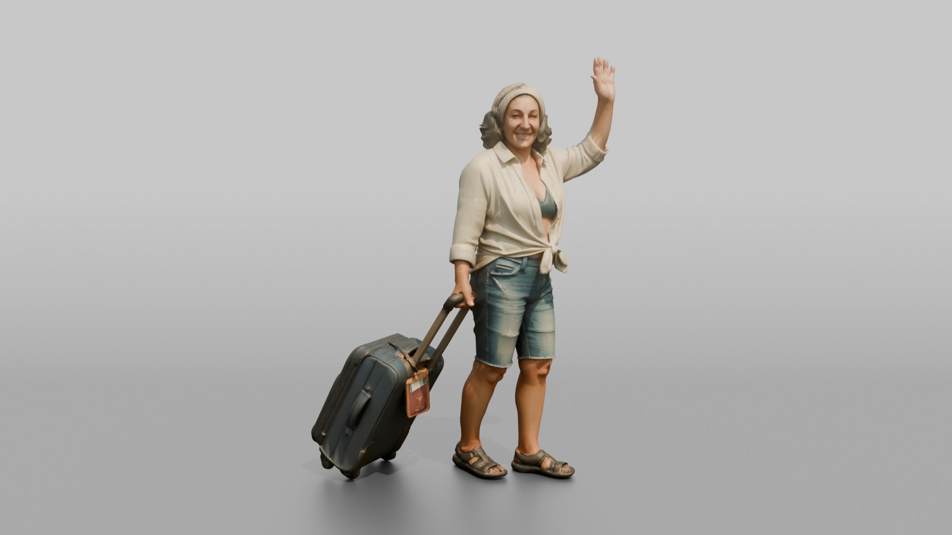 Traveler Waving Goodbye At The Gate
