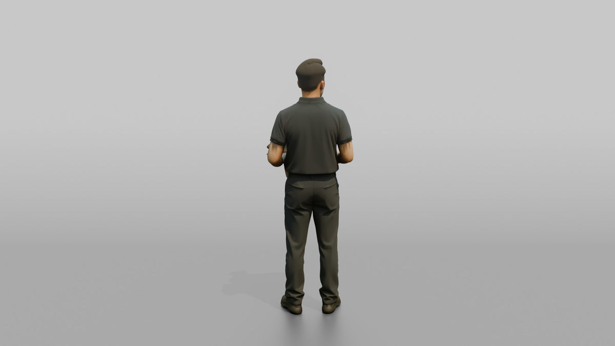 Housekeeping Staff Woman Carrying A Basket Of Cleaning Supplies - 3D character model, view 3