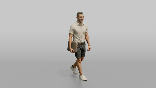 Vacationer Wearing Crisp Collar Shirt - 3D character model, view 1