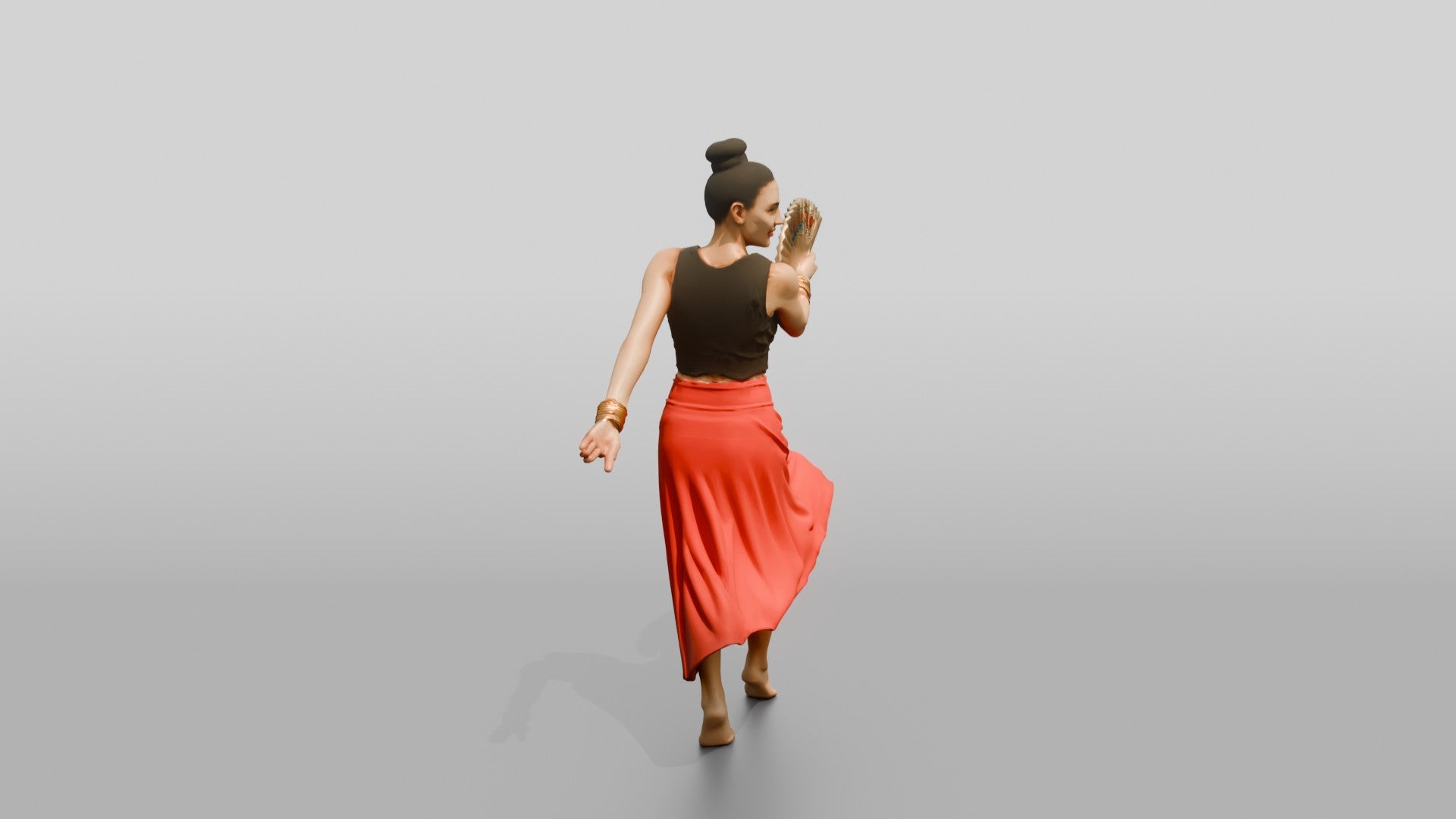 Boho Dancer with a Hand Fan