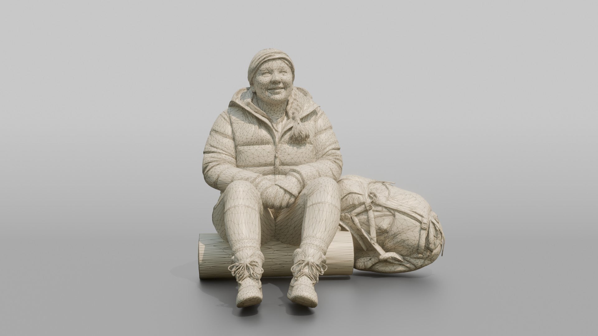 Hiker Sitting on a Rolled Foam Sleep Pad