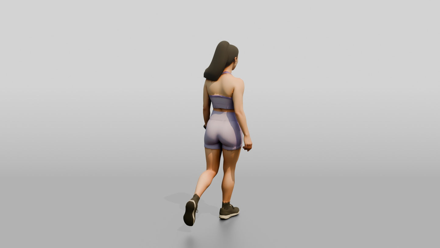Woman in Lavender Activewear Walking Forward