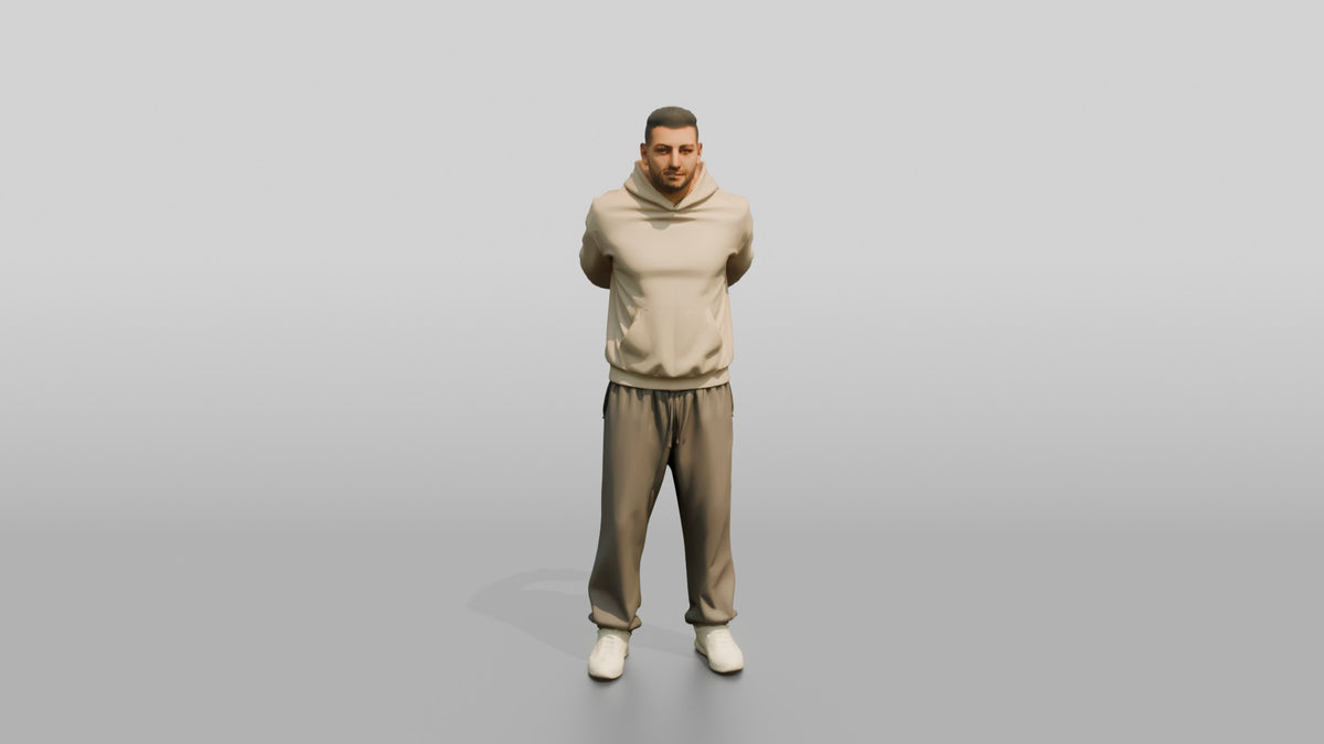 Man Stretching Chest with Shaker - 3D character model, view 5
