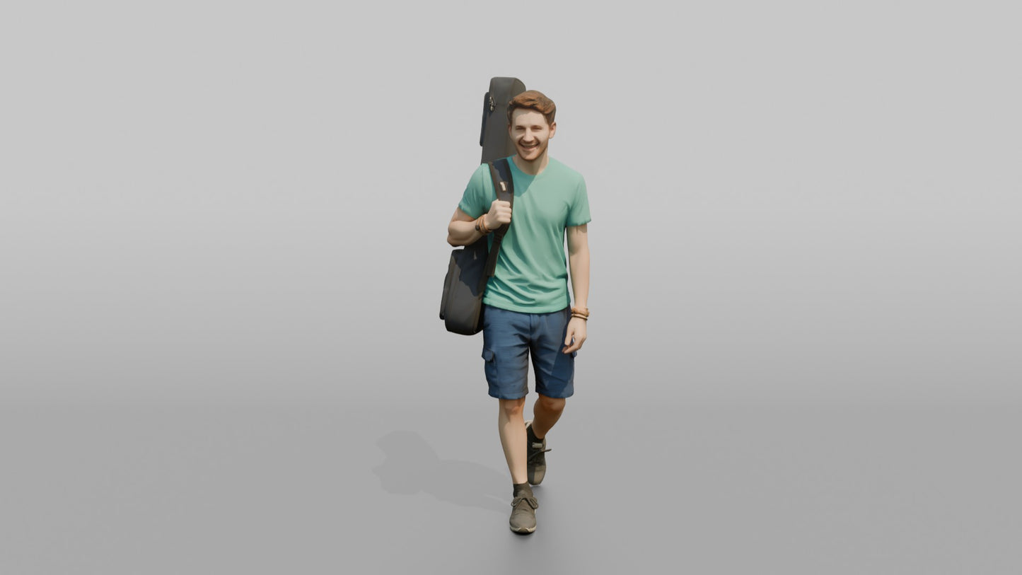 Vacationer Wearing Bright Teal T Shirt