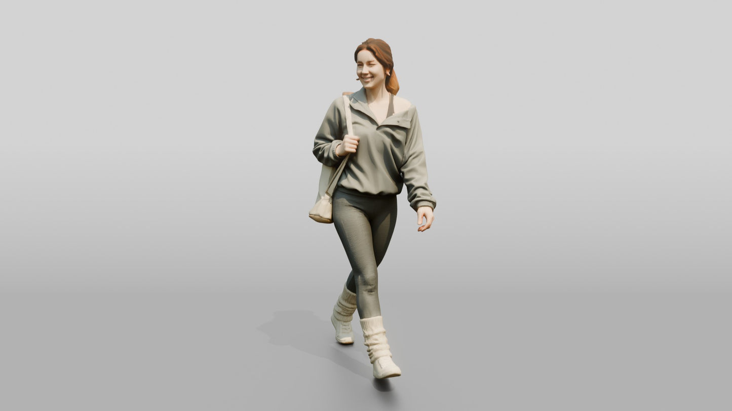 Walking Woman in Fleece with Mat