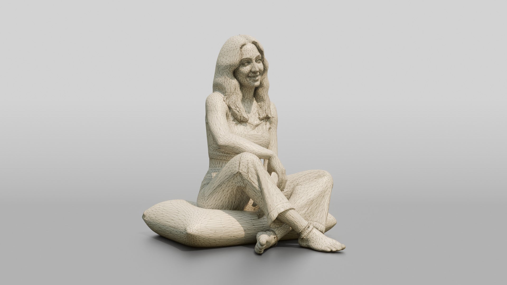 Woman Sitting Cross-Legged on a Cushion