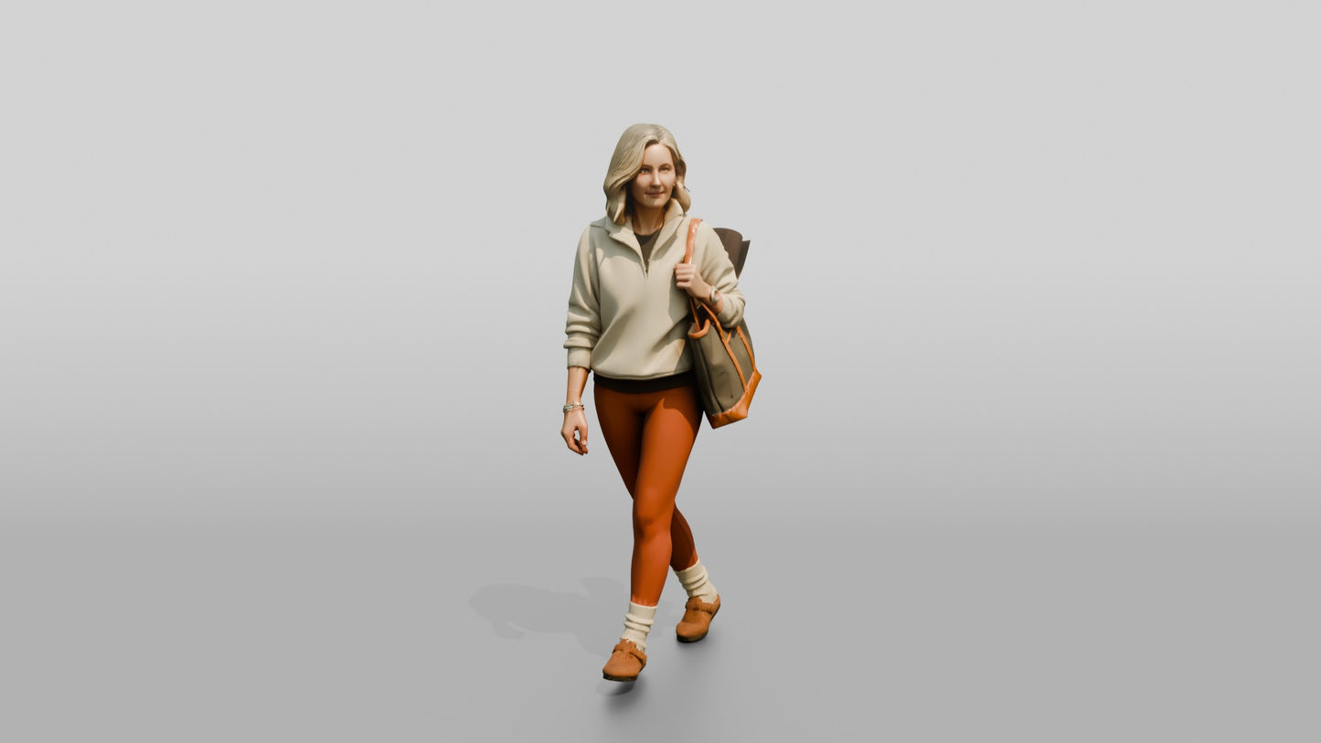 Walking Senior Woman with Mat