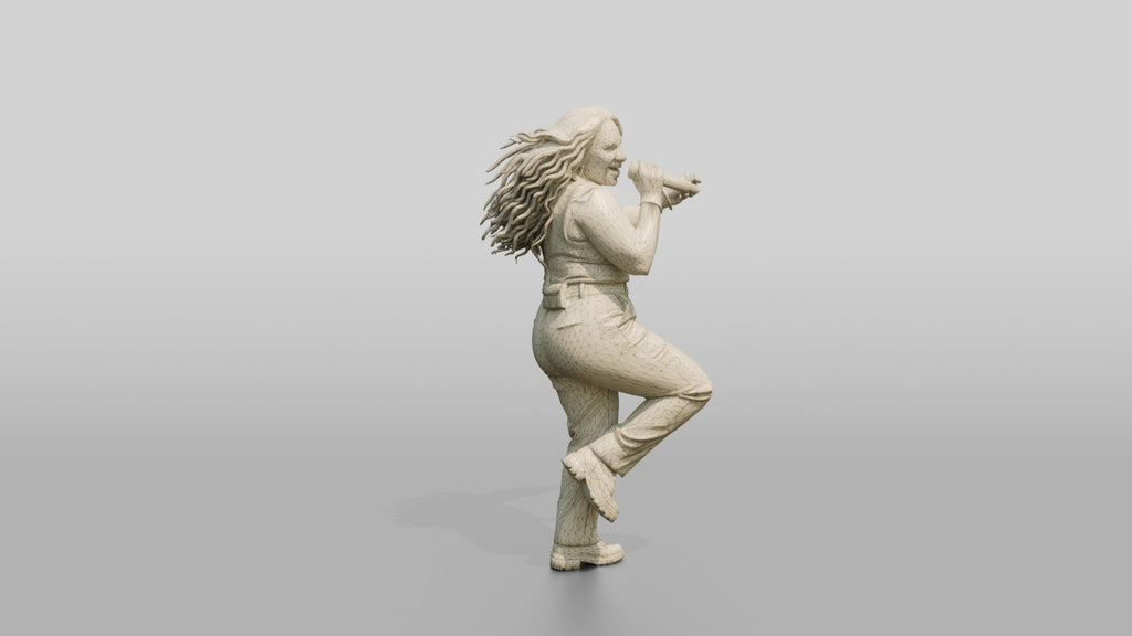 Latina Pop Singer with Microphone Mid-Dance