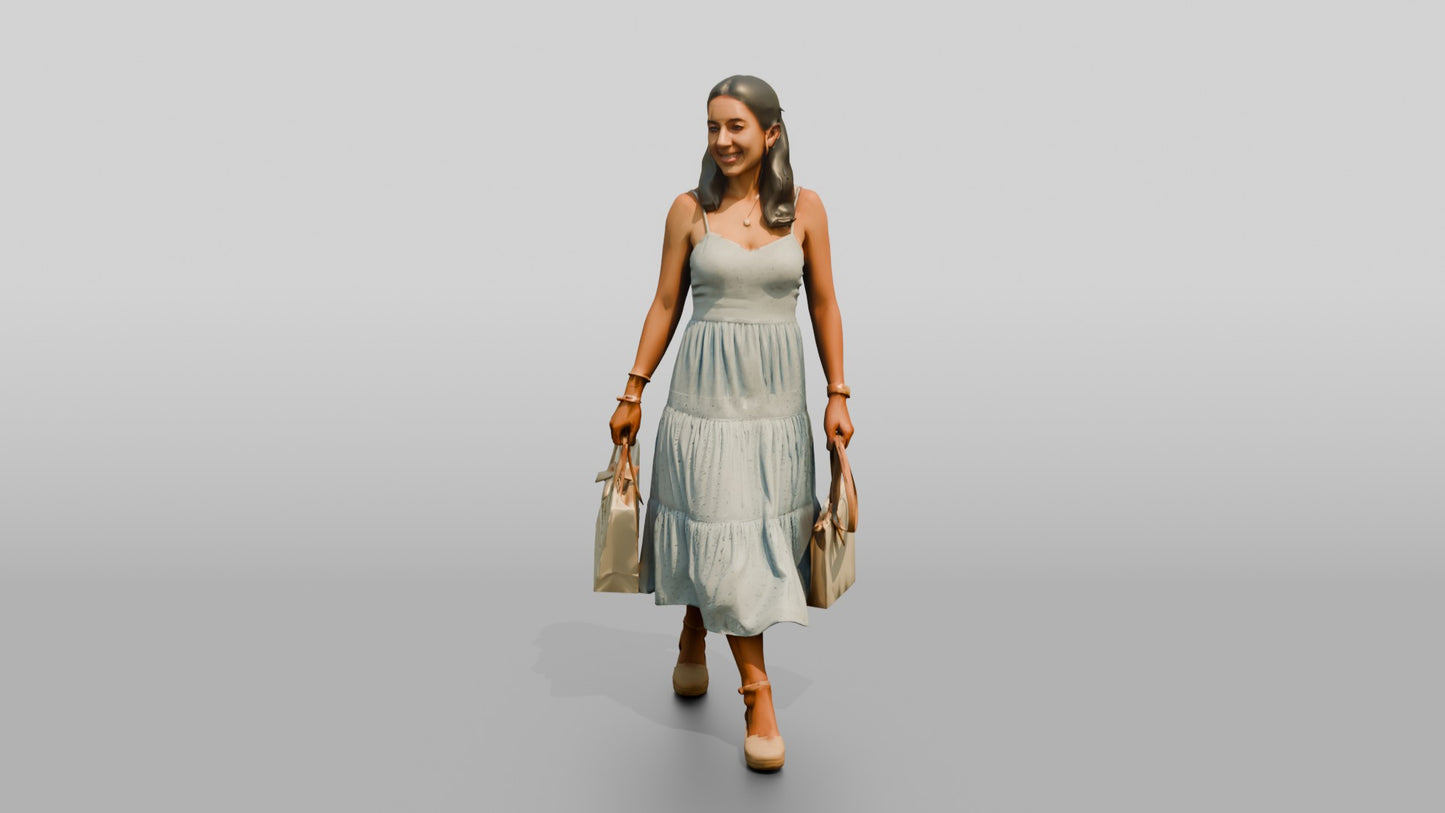 Petite Portuguese Young Woman Holding a Shopping Bag