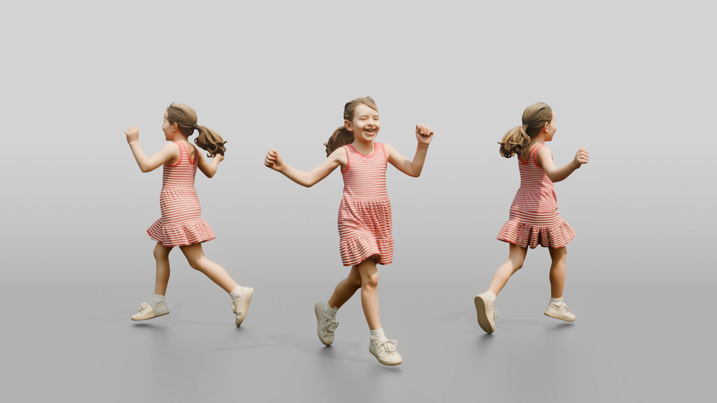 Slender Maltese Girl Skipping Along a Path