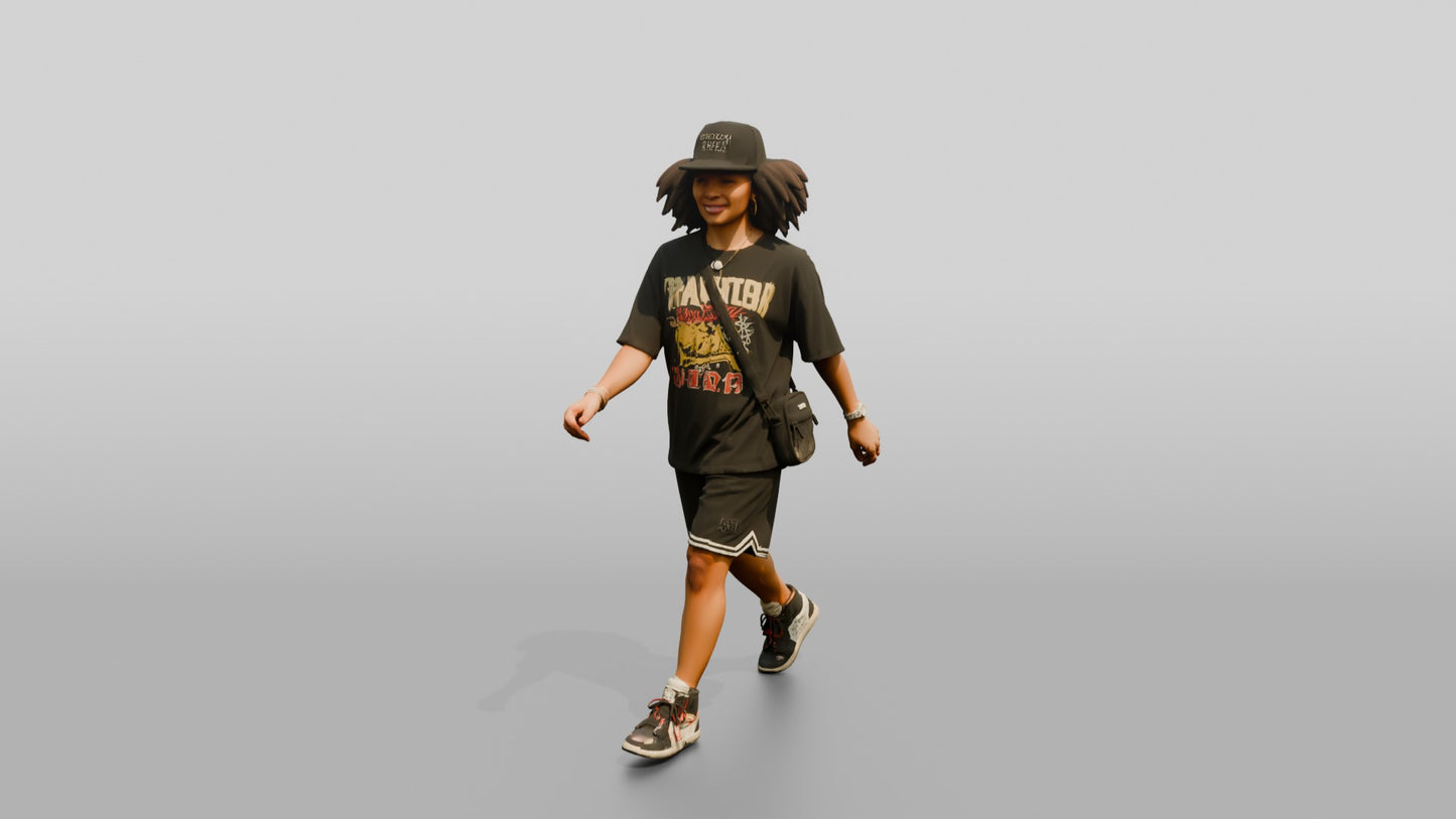 African-American Woman in Oversized Graphic Tee
