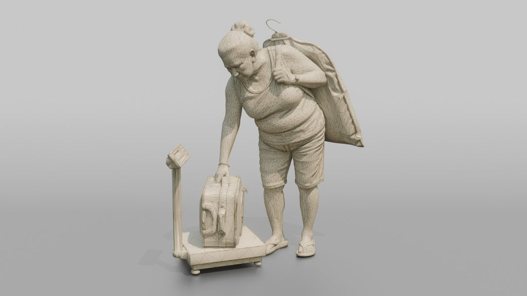 Traveler Weighing Her Suitcase