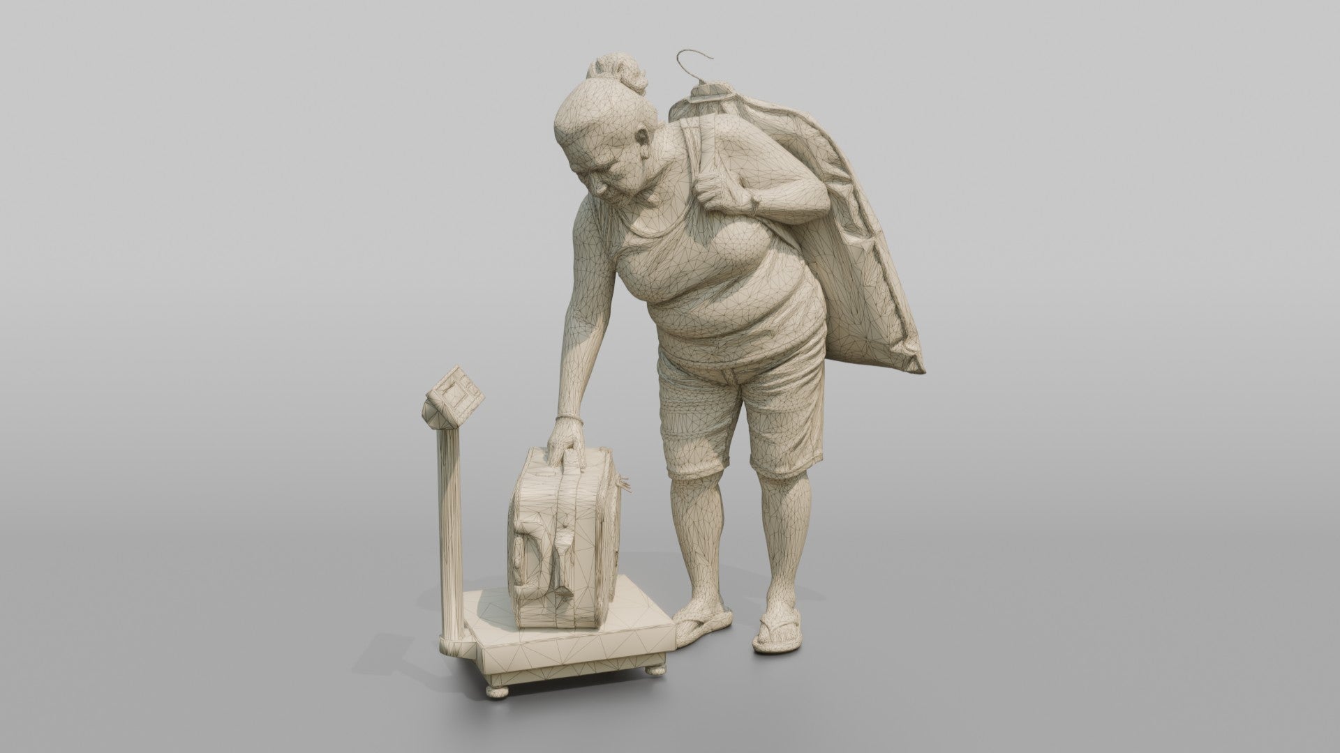 Traveler Weighing Her Suitcase