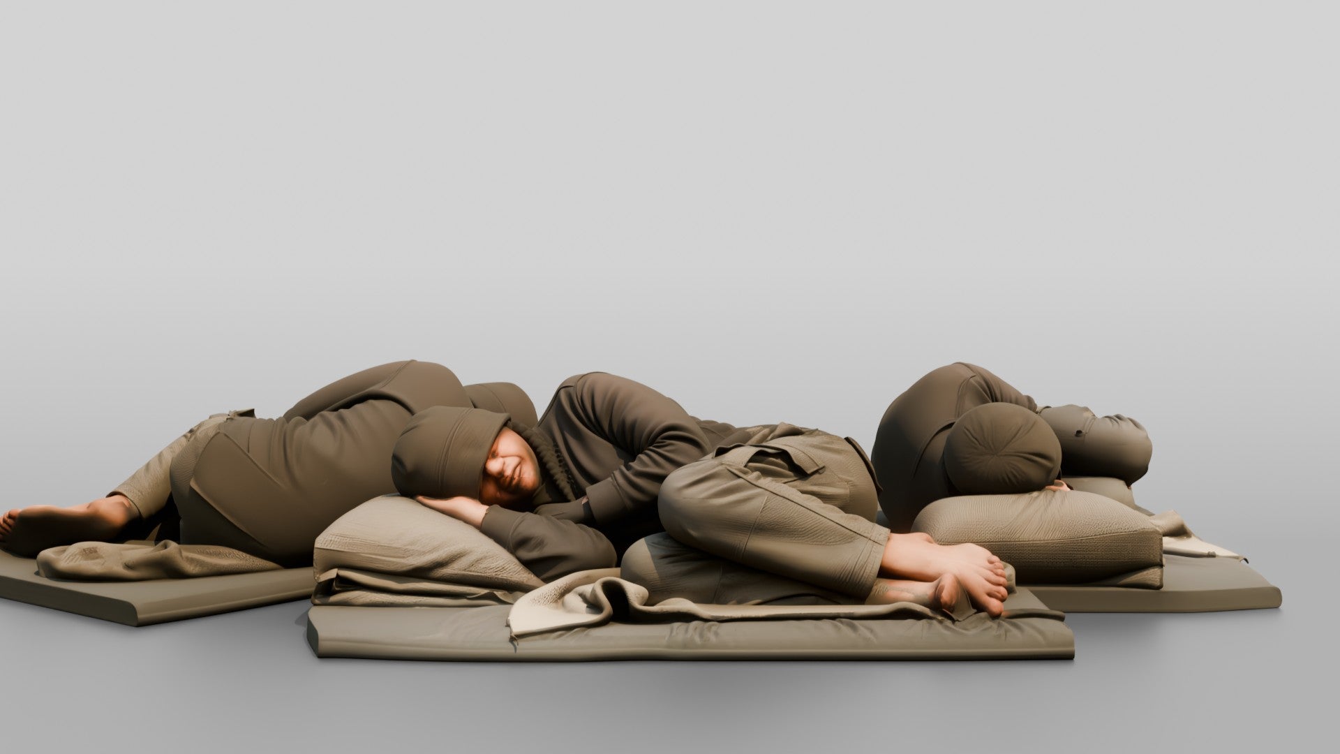 Homeless Man Sleeping Soundly with a Cap Pulled Over His Eyes