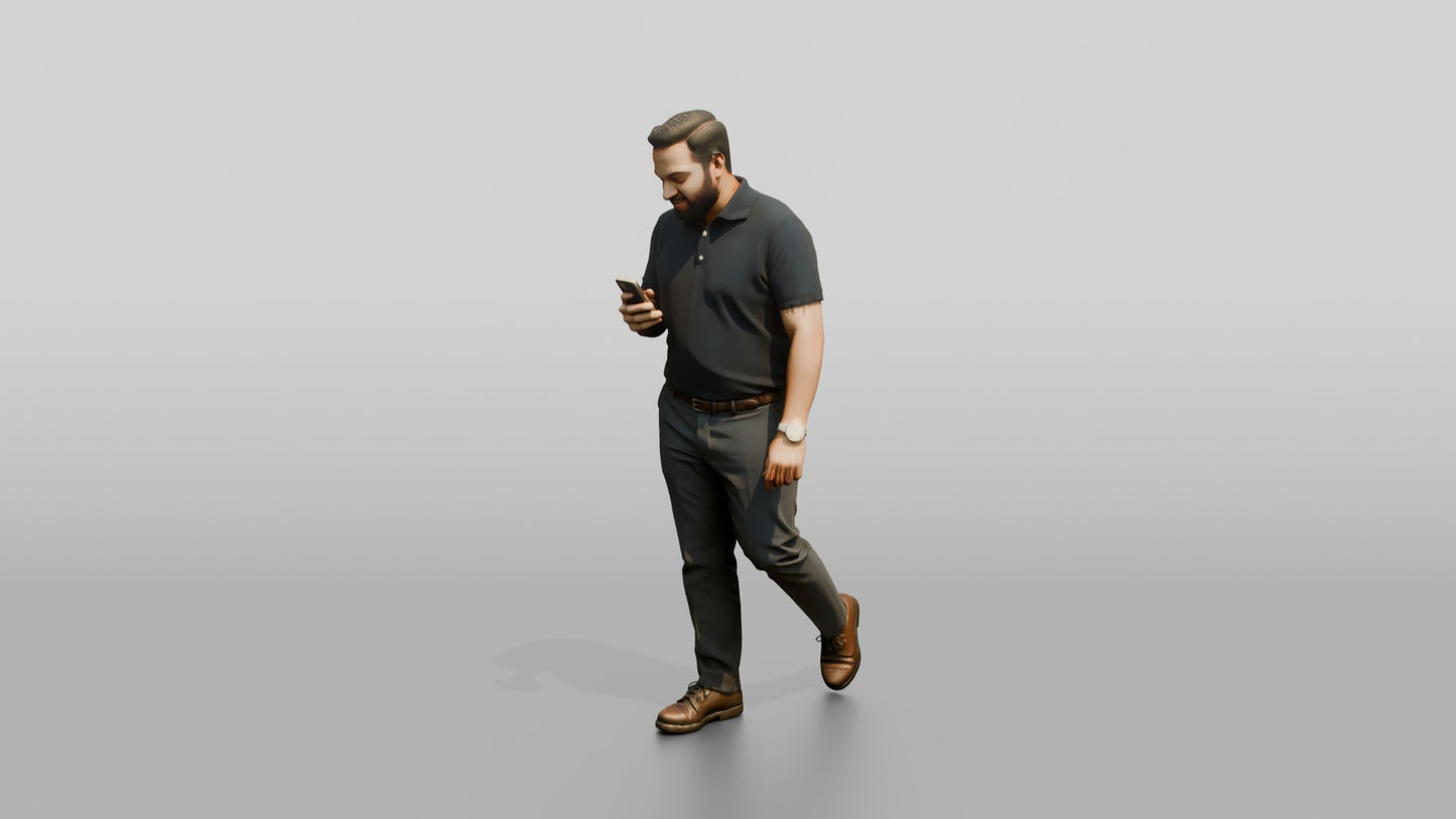 Man Checking His Phone in the Hallway