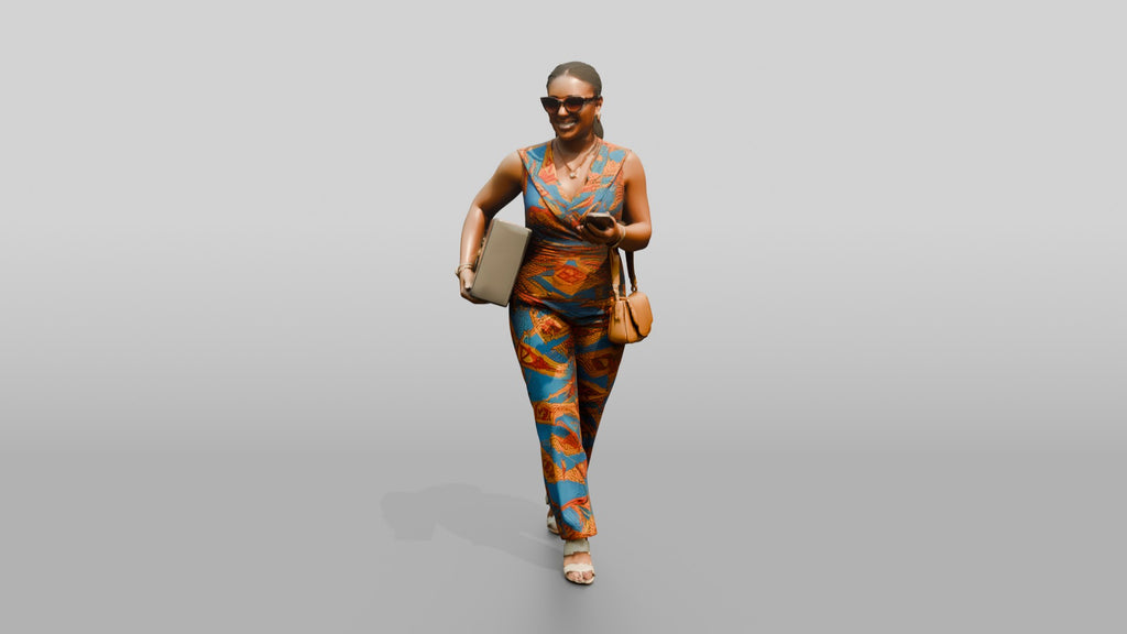 Curvy African Woman in an Ankara Print Jumpsuit