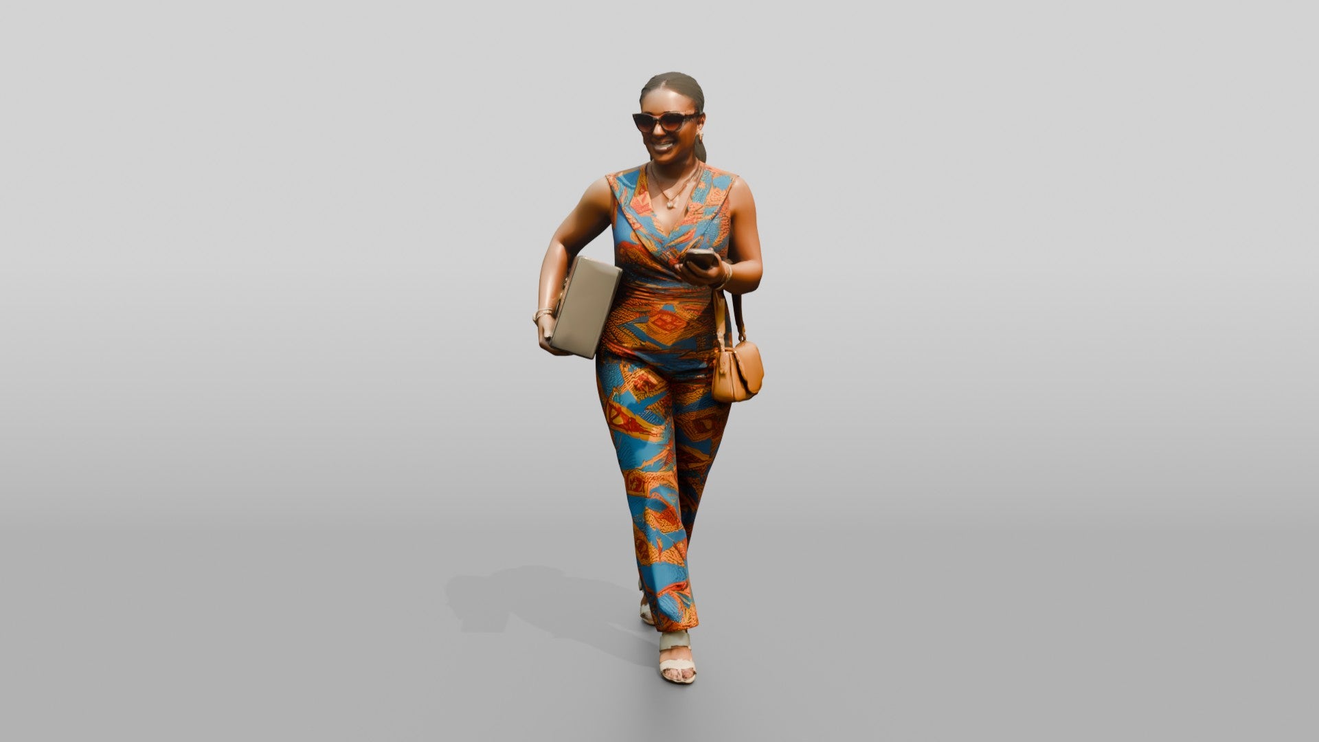 Curvy African Woman in an Ankara Print Jumpsuit