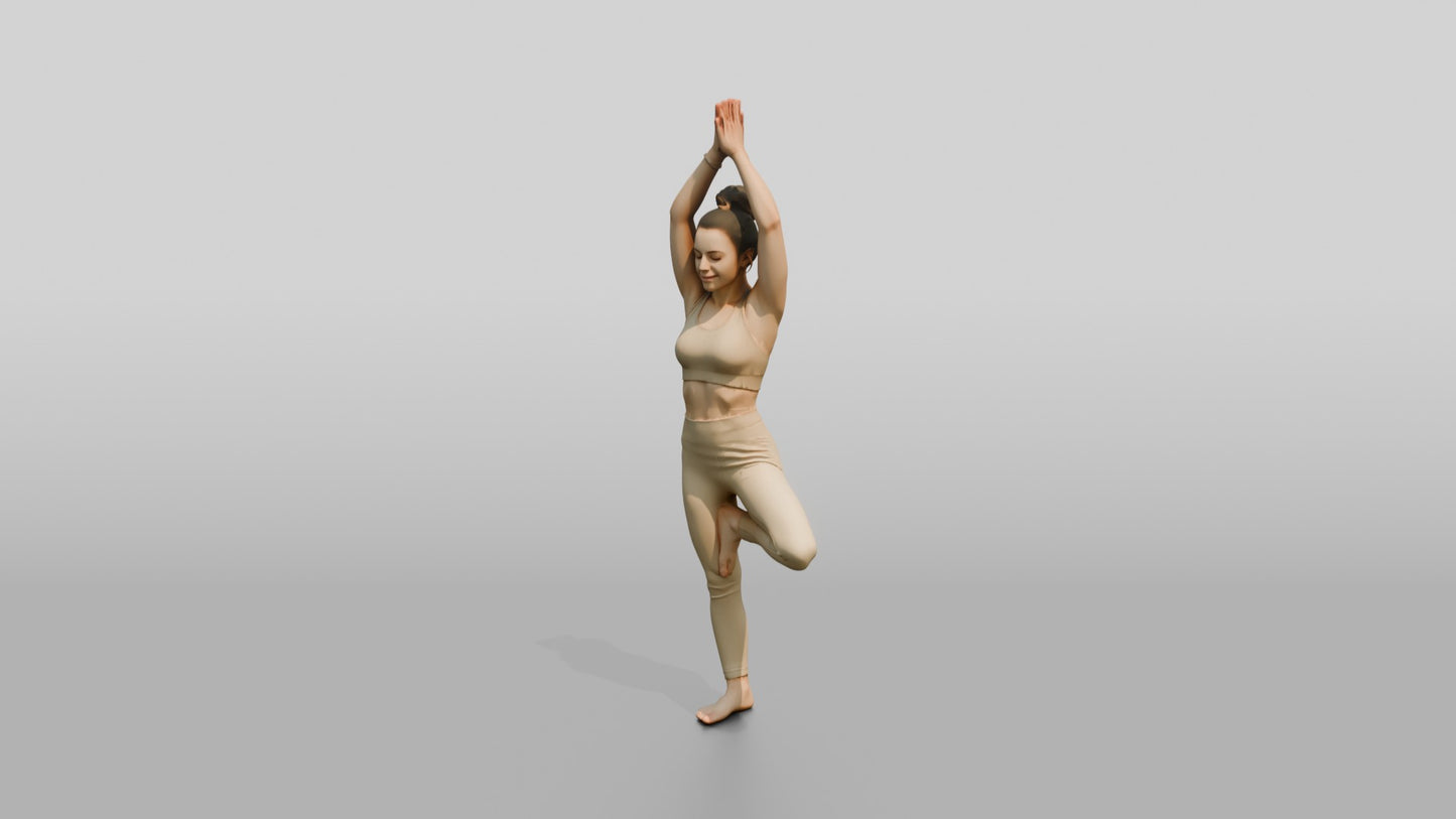 Tree Pose Woman Arms Raised