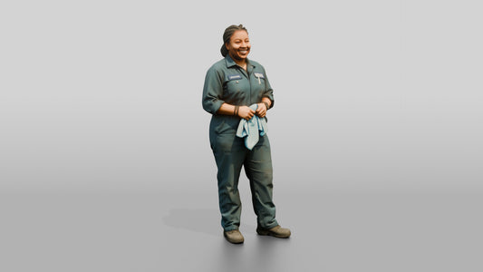 Mechanic Holding a Shop Towel - 3D character model, view 1
