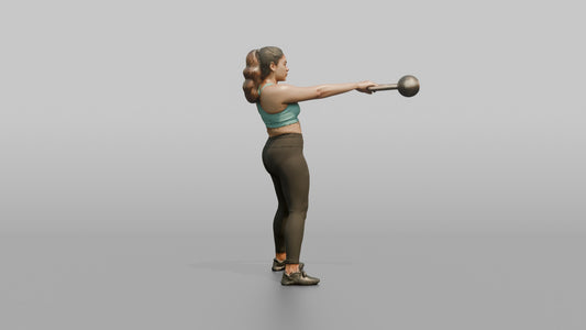 Weightlifter Woman Performing A Kettlebell Swing - 3D character model