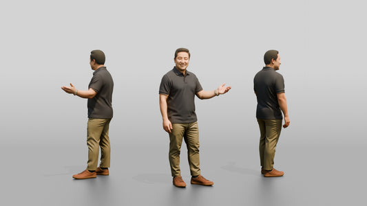 Casual Man Gesturing in a Polo