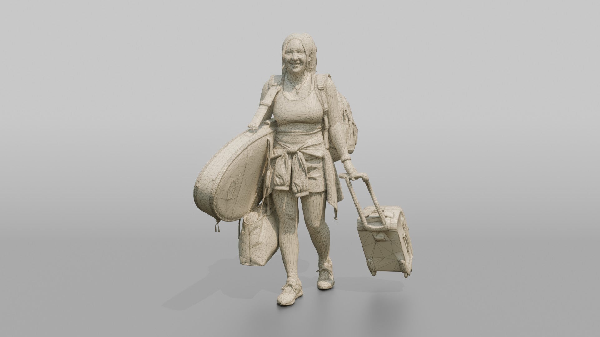 Traveler Carrying A Surfboard Bag