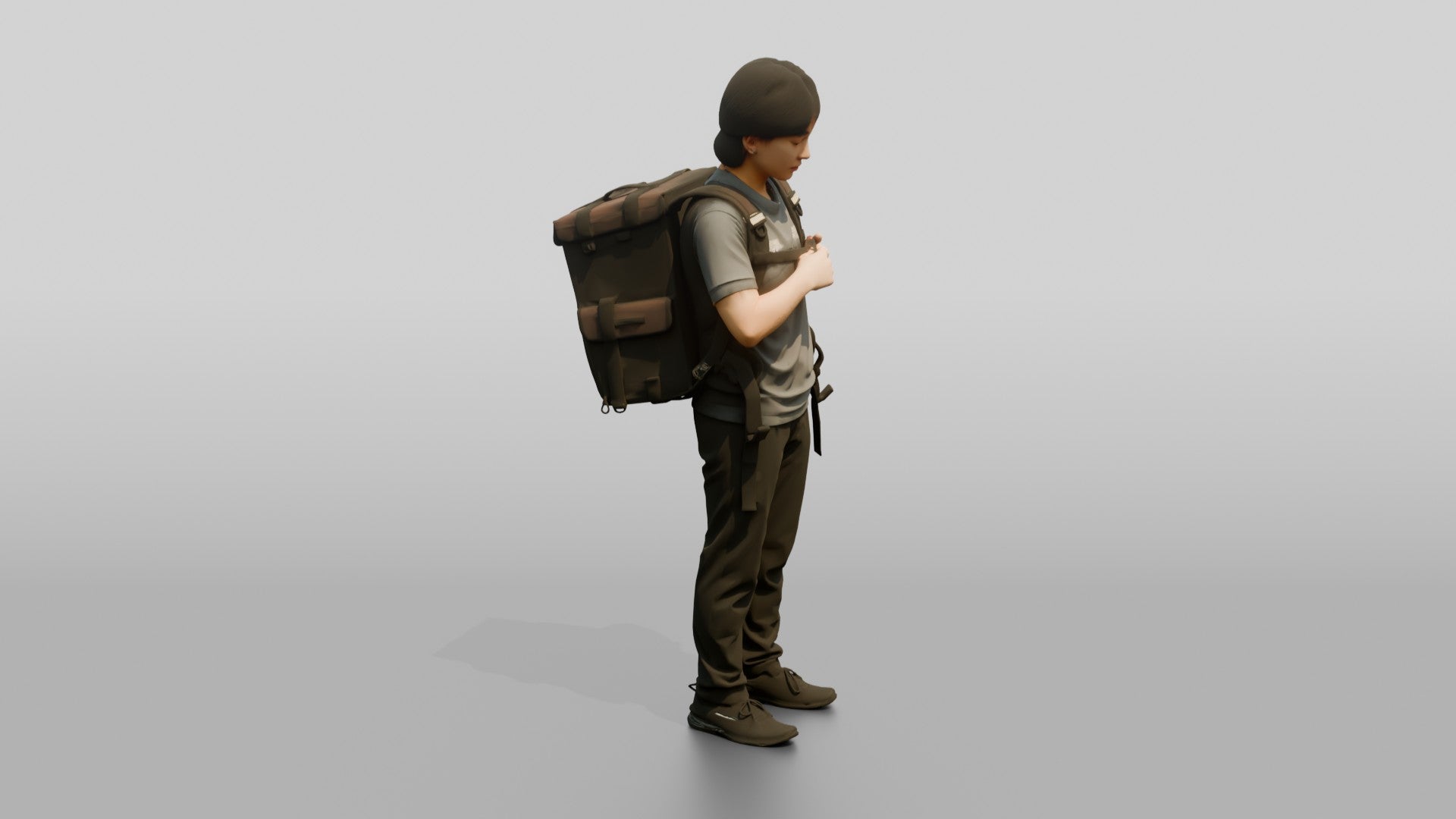 Woman with Delivery Backpack