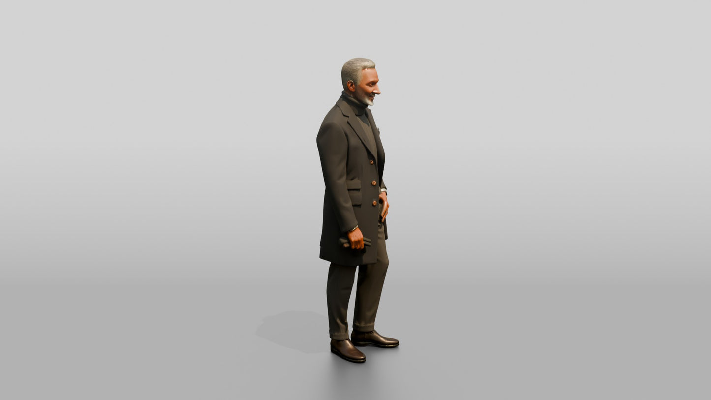 African-American Gentleman in Tailored Winter Jacket