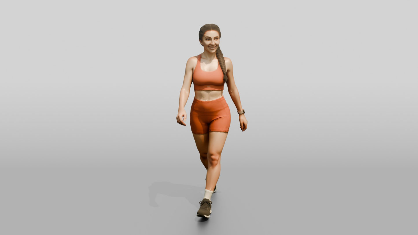 Woman in Rust Orange Activewear Walking