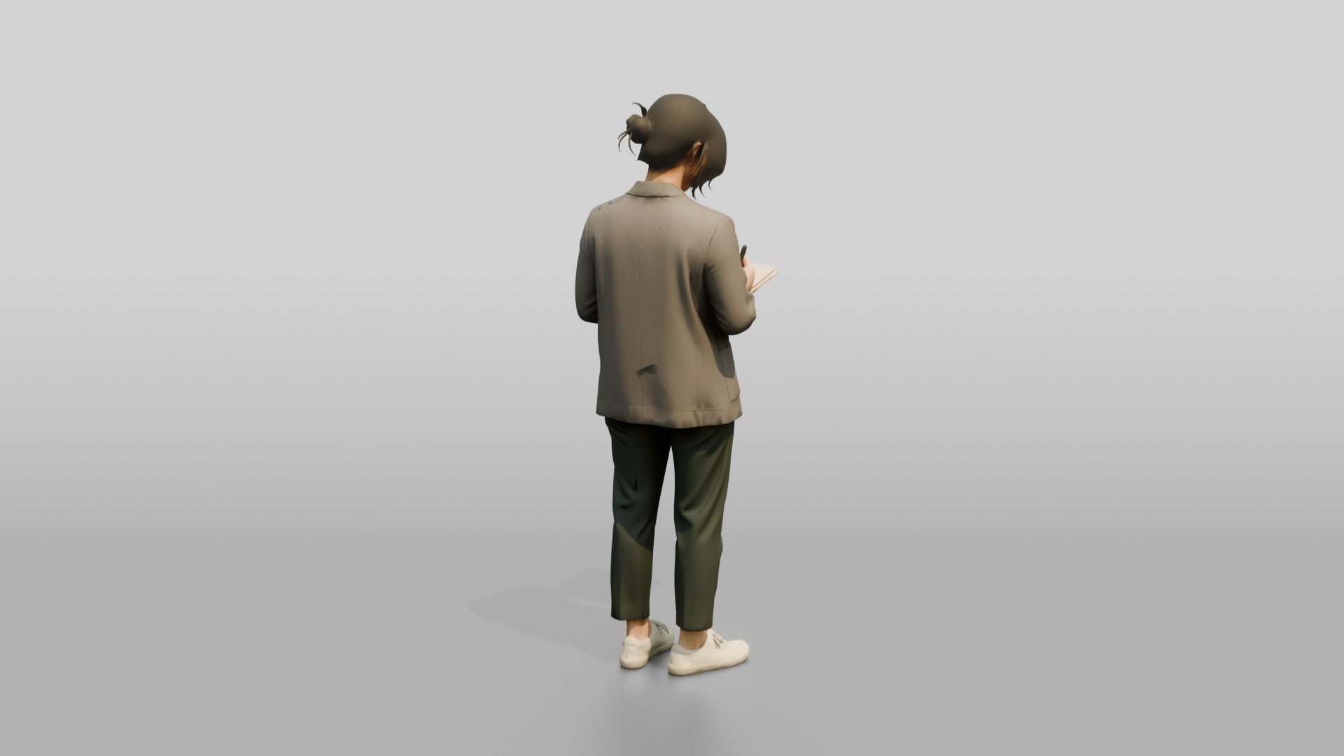 Chinese Woman in Blazer Writing in Notebook