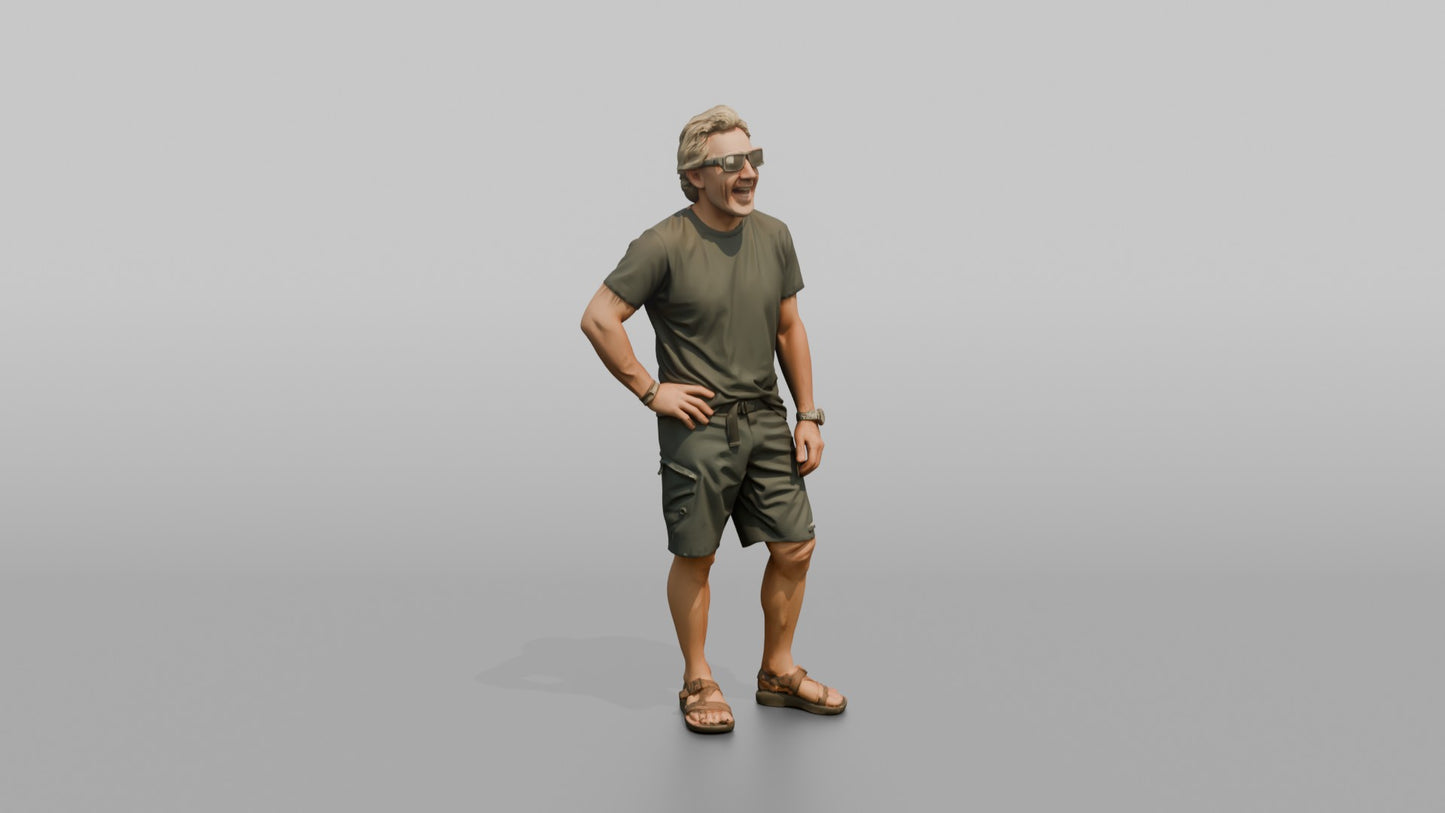Rugged Surfer Laughing on the Beach