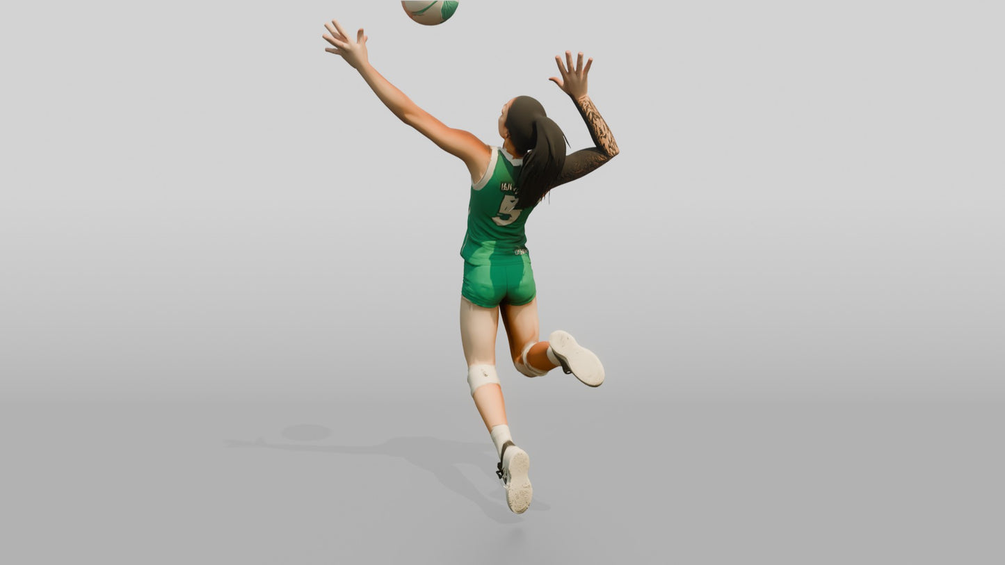 Hispanic Female Volleyball Player in Green Kit