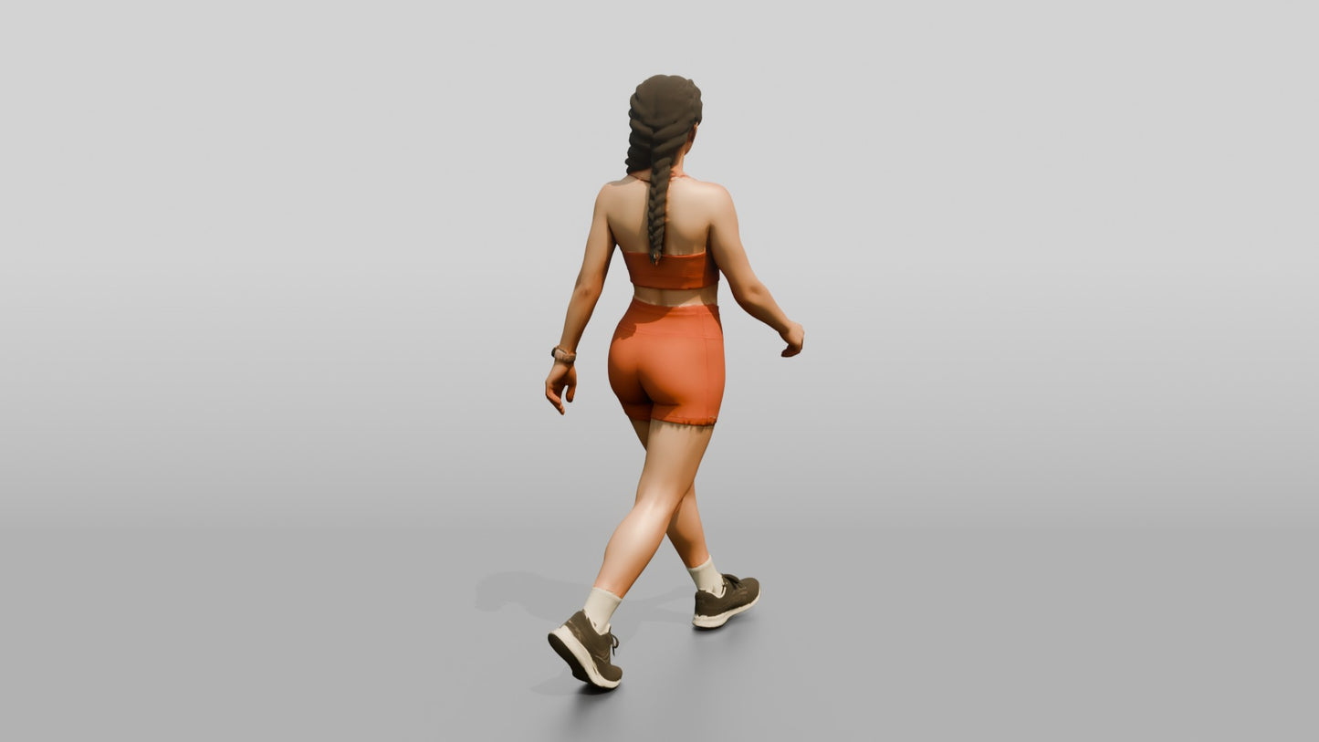 Woman in Rust Orange Activewear Walking
