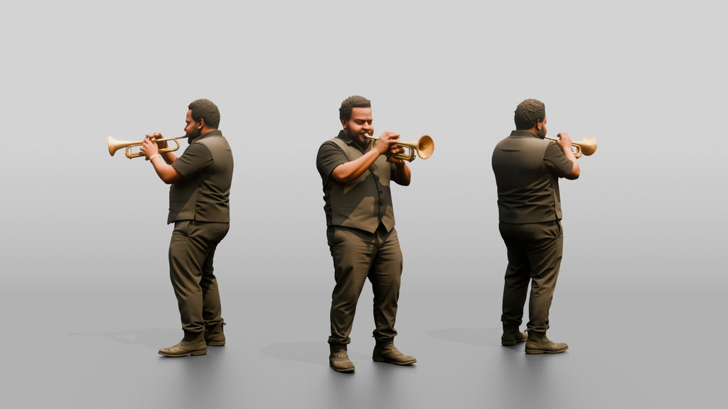 Jazz Trumpeter Playing Gold Trumpet
