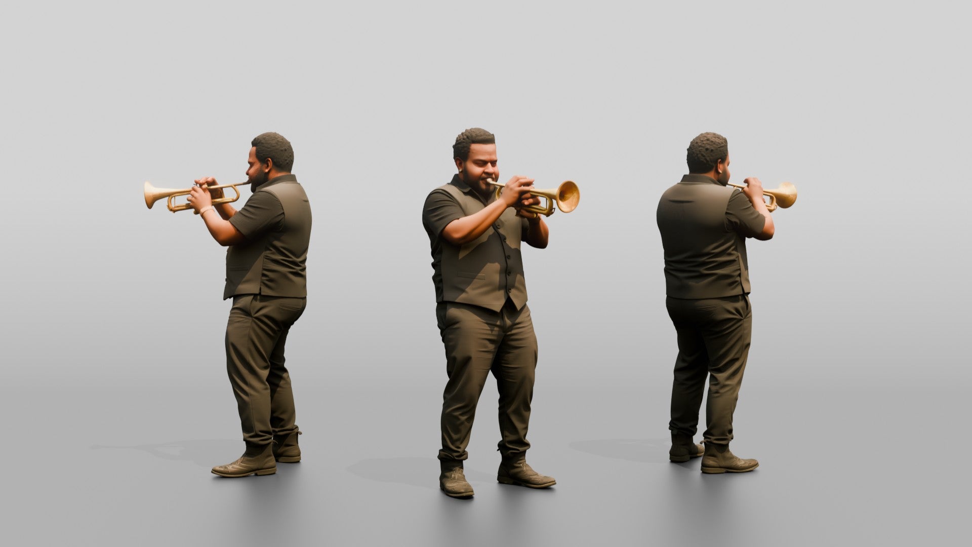 Jazz Trumpeter Playing Gold Trumpet