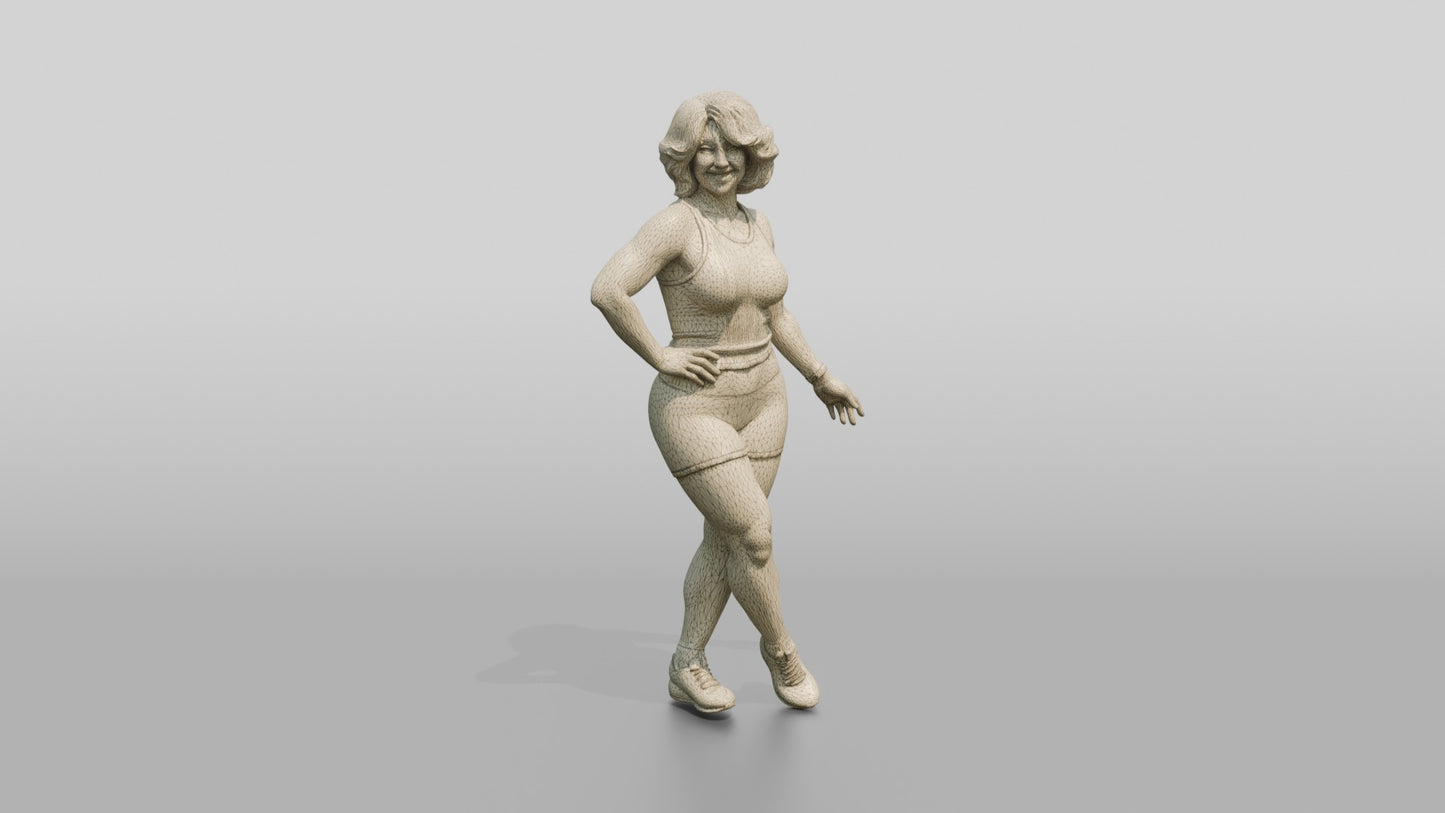 Woman in Coral Activewear with Hand on Hip